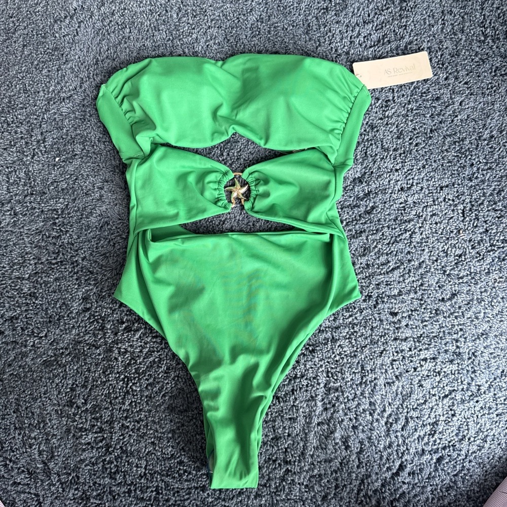Altar'd State AS Revival Coastal Mila One Piece Swim Green M BNWT - Picture 3 of 4